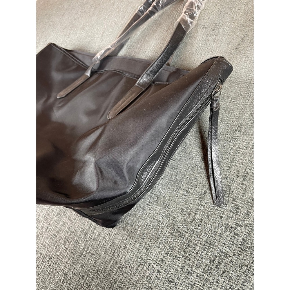 Botkier New York Black Nylon Tote Bag Leather Trim Tassel Zip Top Travel Purse - Picture 9 of 9